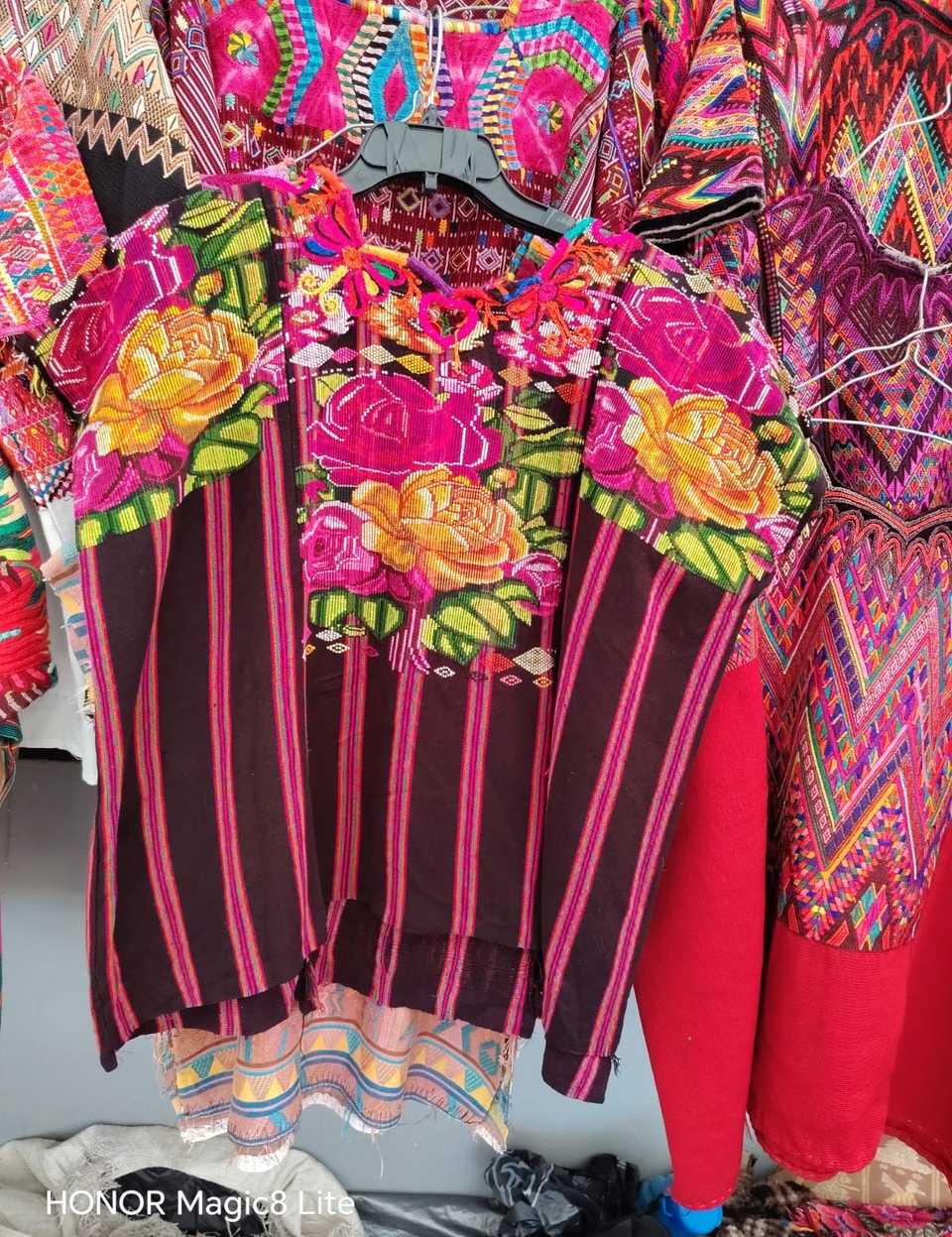 Pink and Black Striped Chichicastenango Huipil #7-88