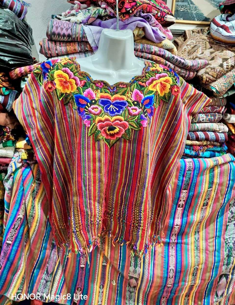 Colourful Floral and Stripes Patzun Huipil #7-94