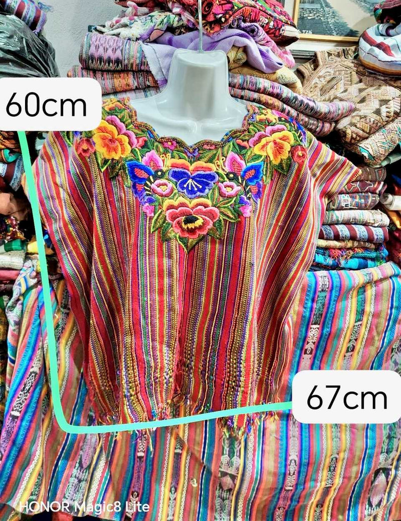 Colourful Floral and Stripes Patzun Huipil #7-94