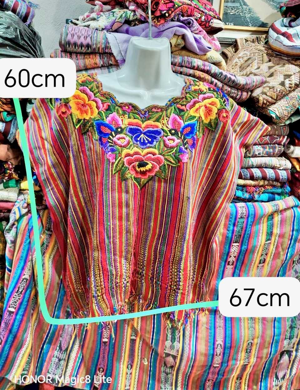 Colourful Floral and Stripes Patzun Huipil #7-94