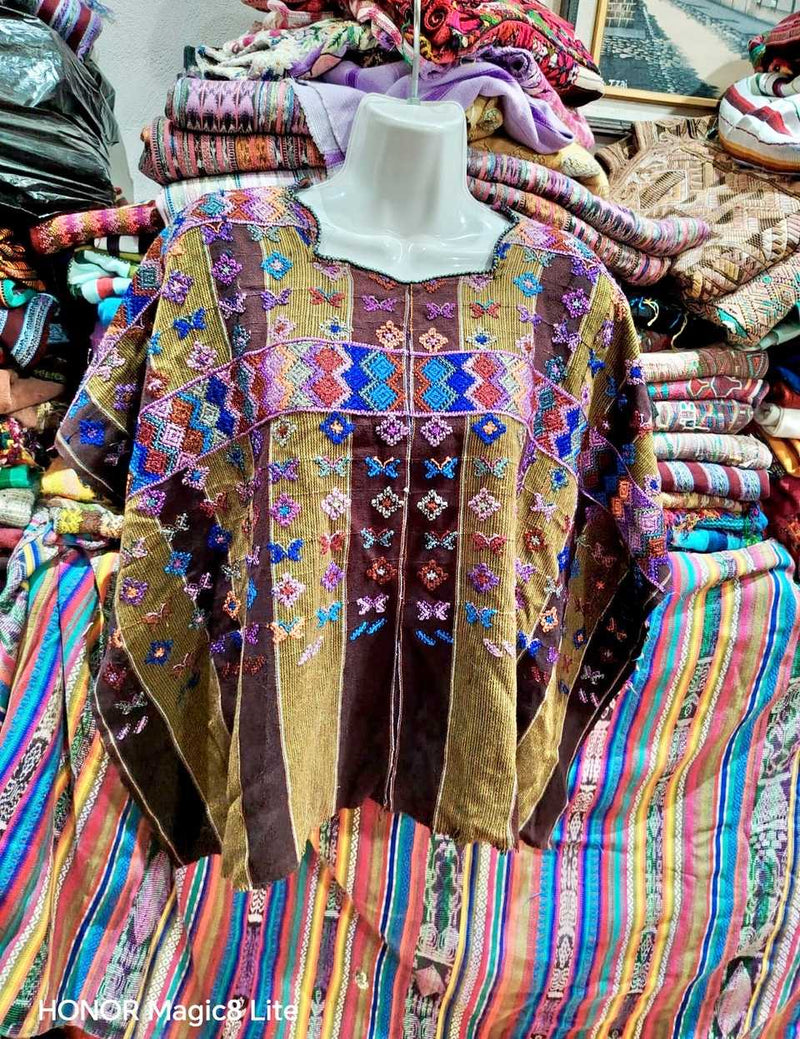 Brown and Gold San Lucas Huipil #7-97