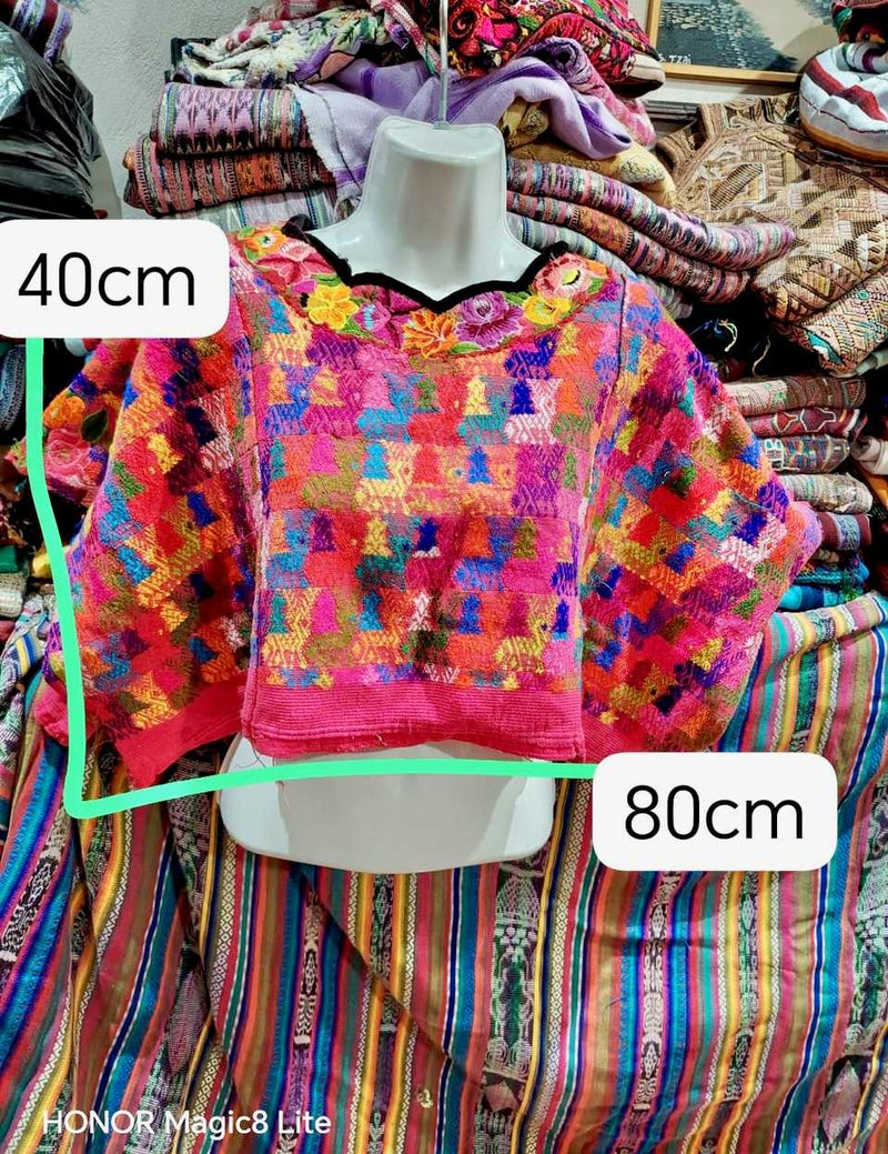 Red with Floral Neckline Coban Huipil #7-108
