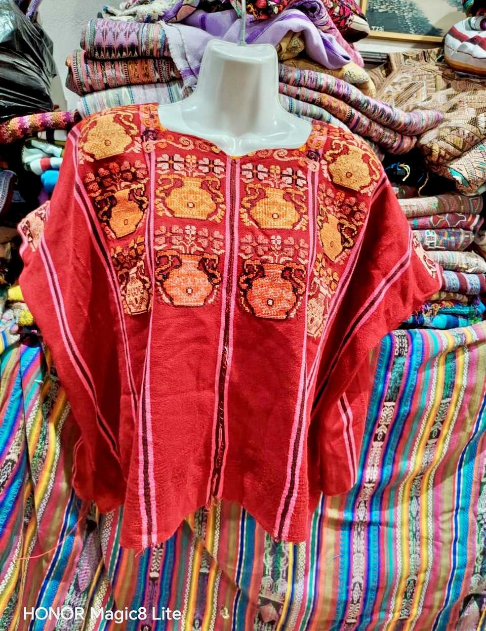 Red with Urns San Lucas Toliman Huipil #7-111