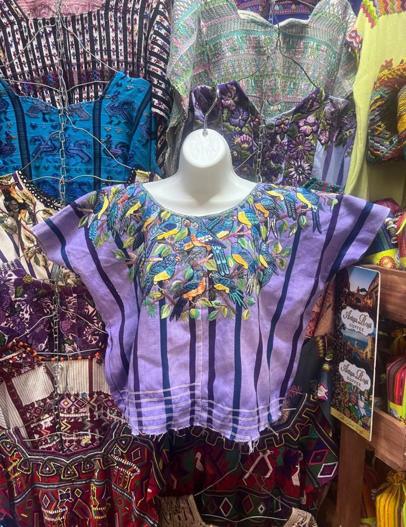 Blue Birds on Lilac Santiago Huipil #7-127