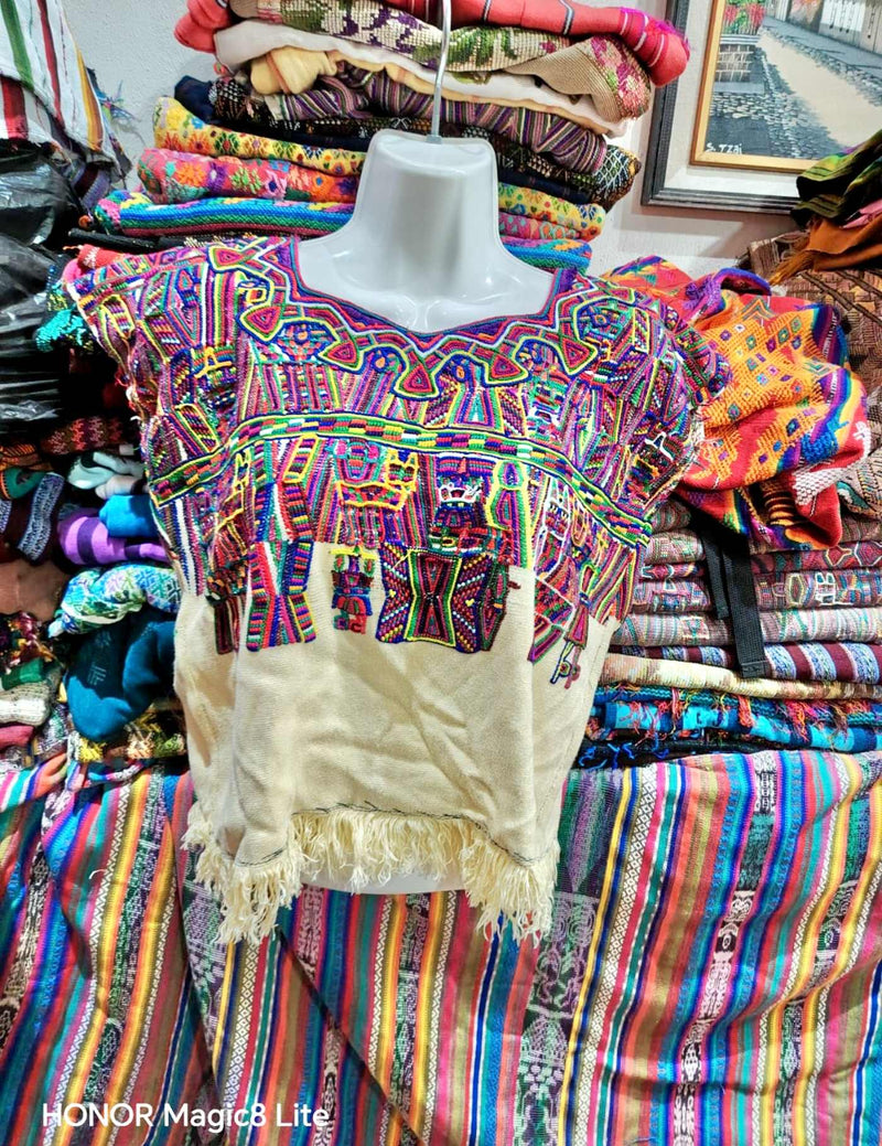 Colourful on Cream Nebaj Huipil #7-138