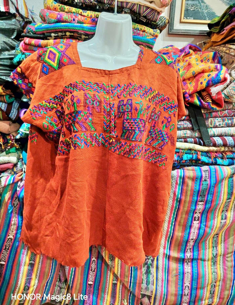 Bright Orange Chajul Huipil #7-142