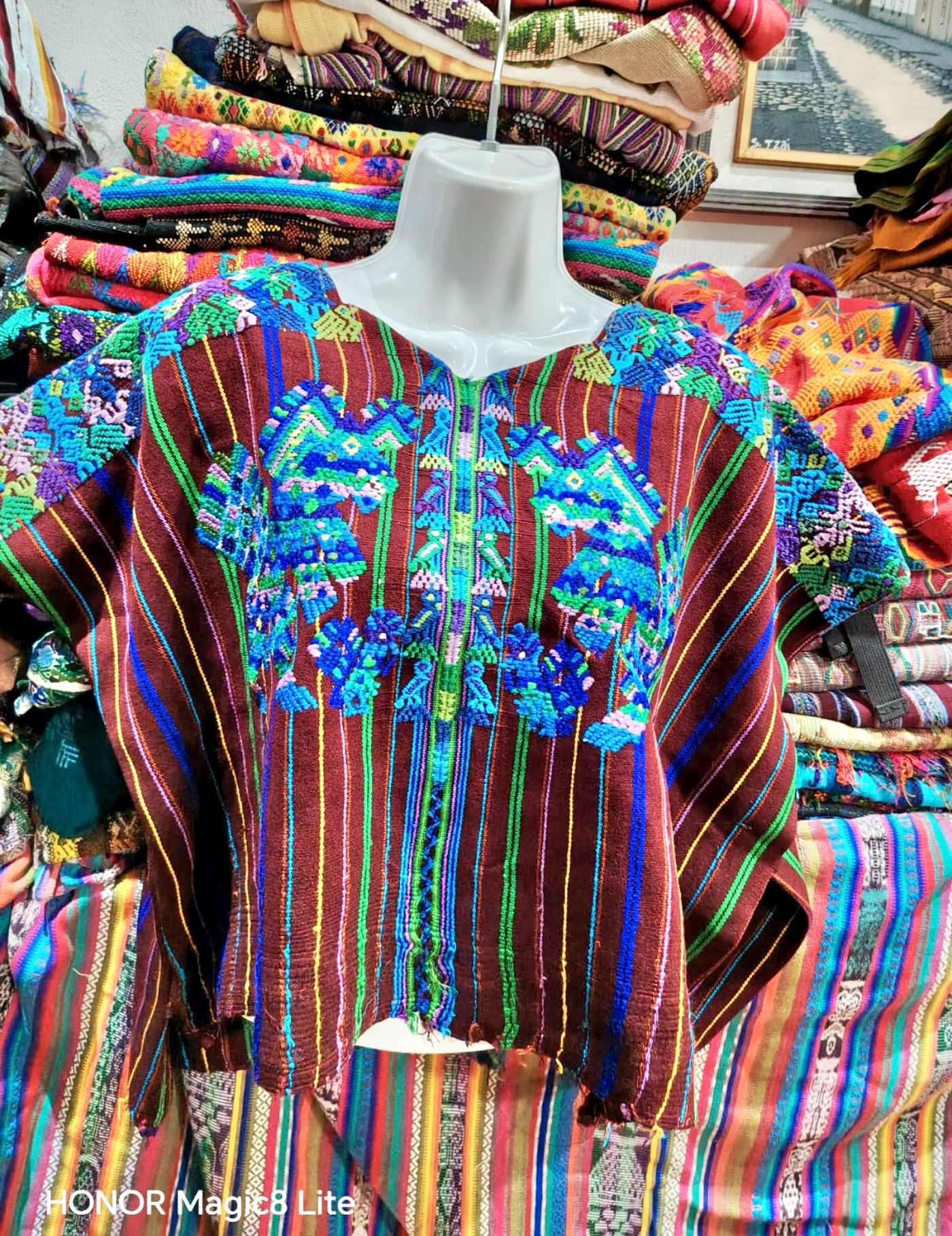 Blue and Burgundy Nahuala Huipil #7-150