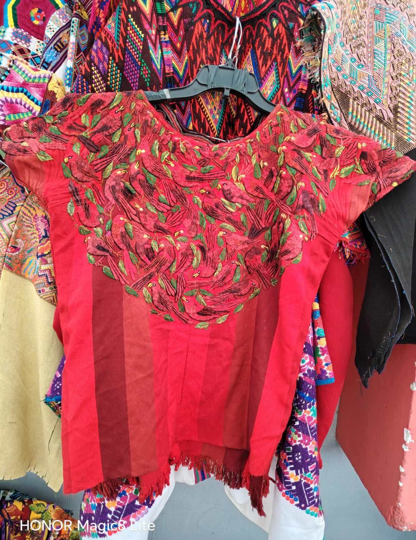 Red Birds on Red Santiago Huipil #7-161