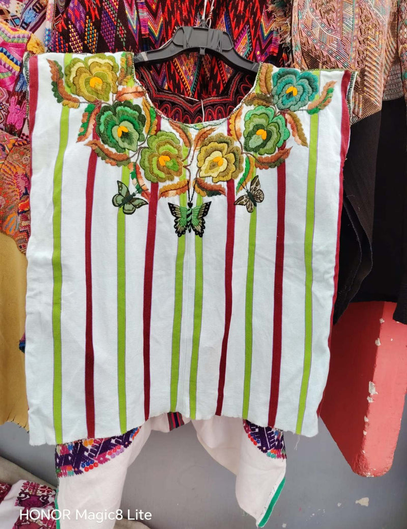 Green Red and White Santiago Huipil #7-161