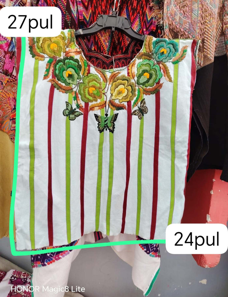 Green Red and White Santiago Huipil #7-161