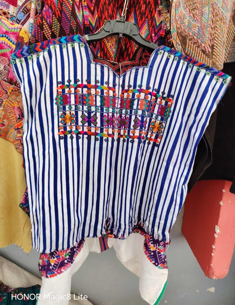 Blue and Whtie Saint Lucas Toliman Huipil #7-162
