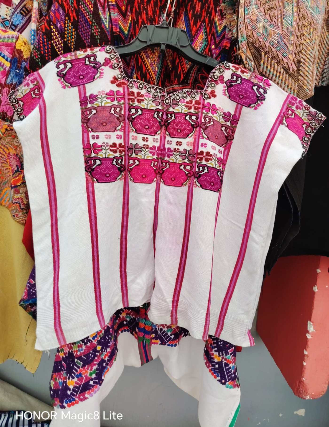 Pink and White Saint Lucas Toliman Huipil #7-162