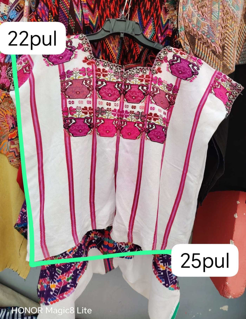 Pink and White Saint Lucas Toliman Huipil #7-162