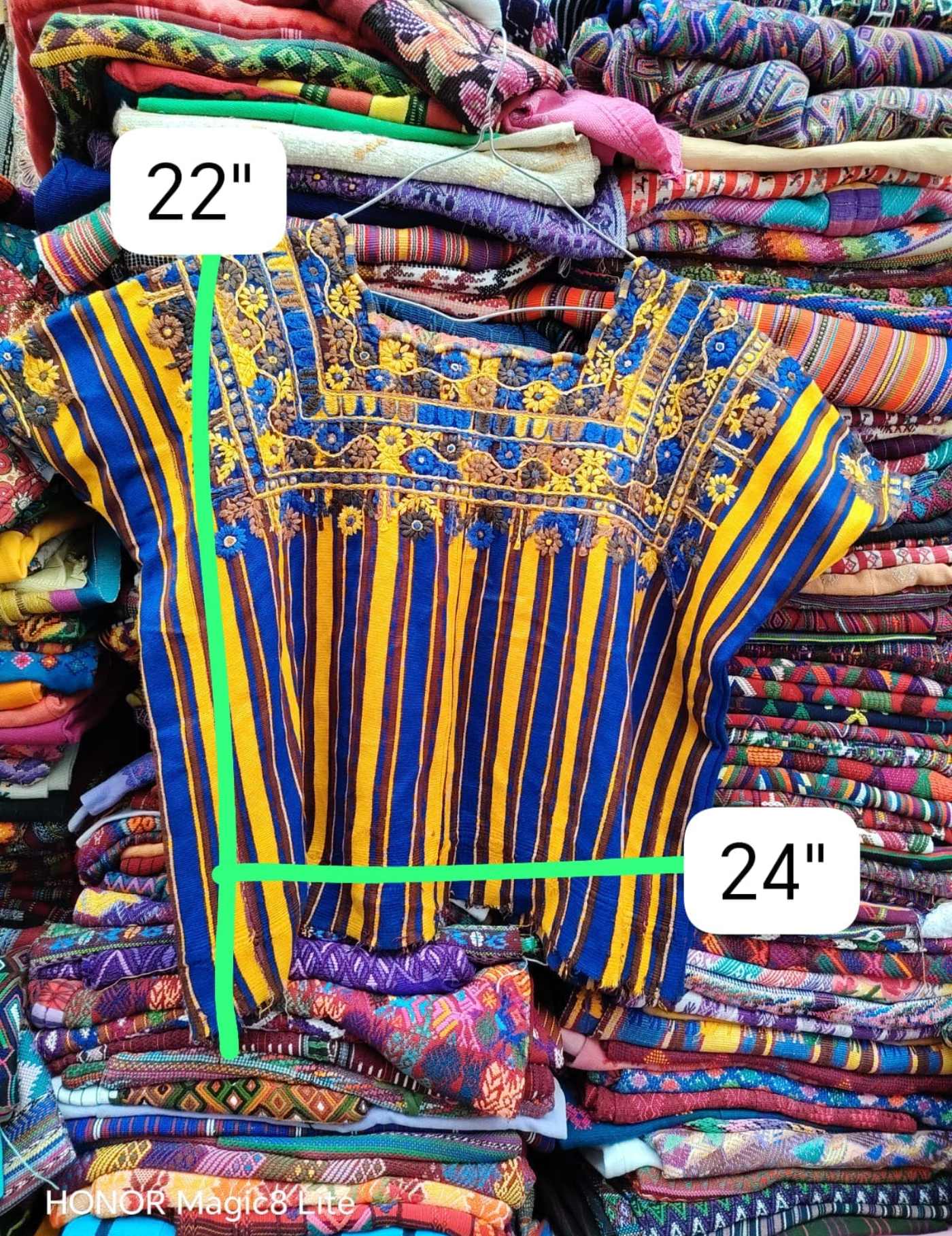 Periwinkle And Yellow Patzun Huipil #7-184