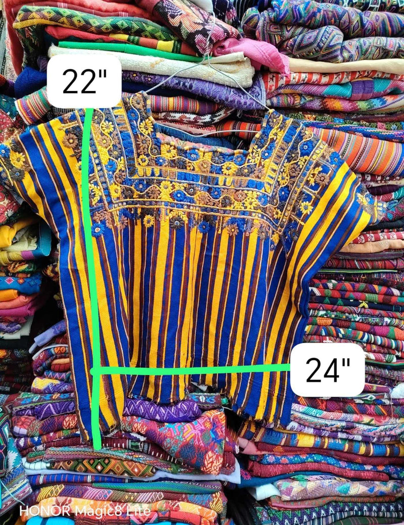Periwinkle And Yellow Patzun Huipil #7-184