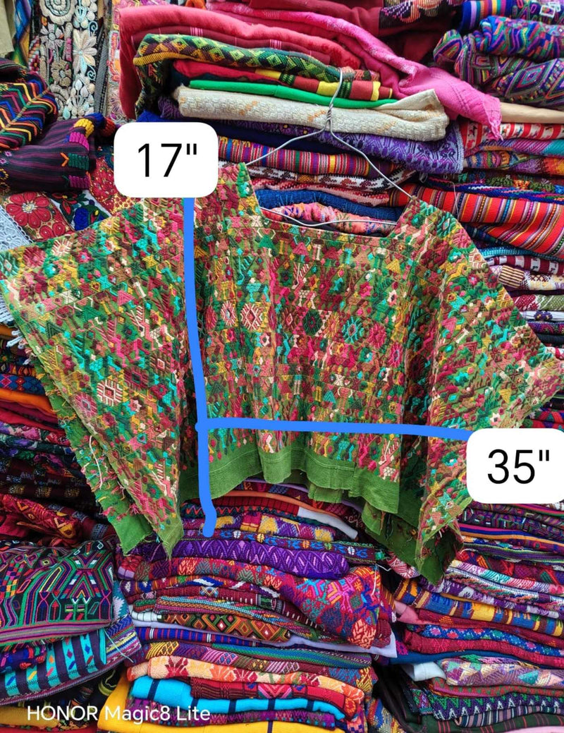 Colourful Green Coban Huipil #7-188