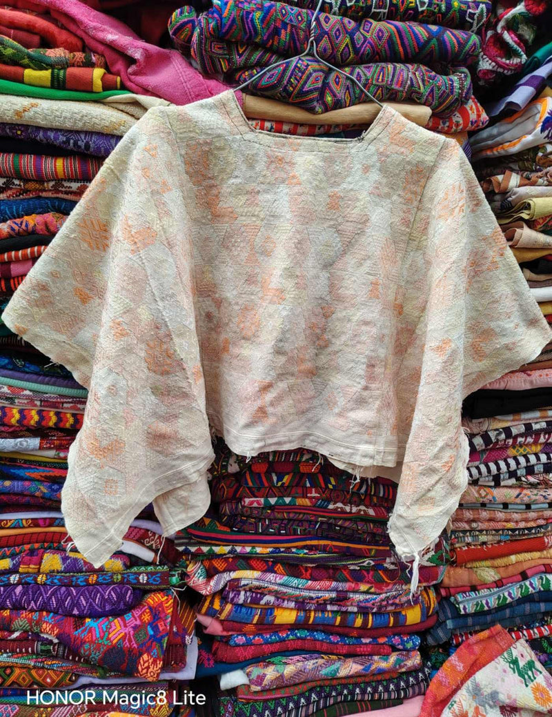 Peach And Ivory Coban Huipil #7-199