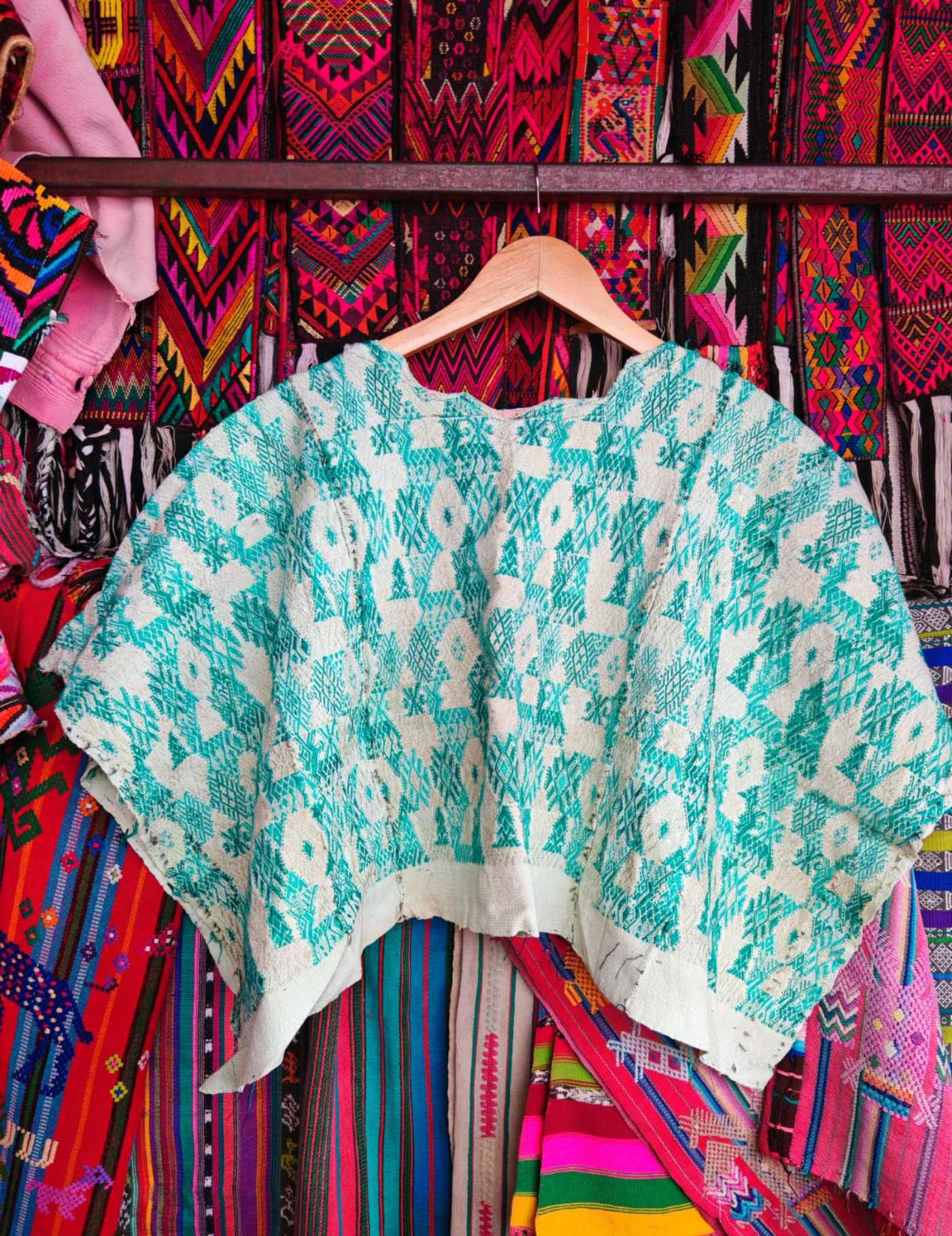 Sky Blue And White Coban Huipil #7-208