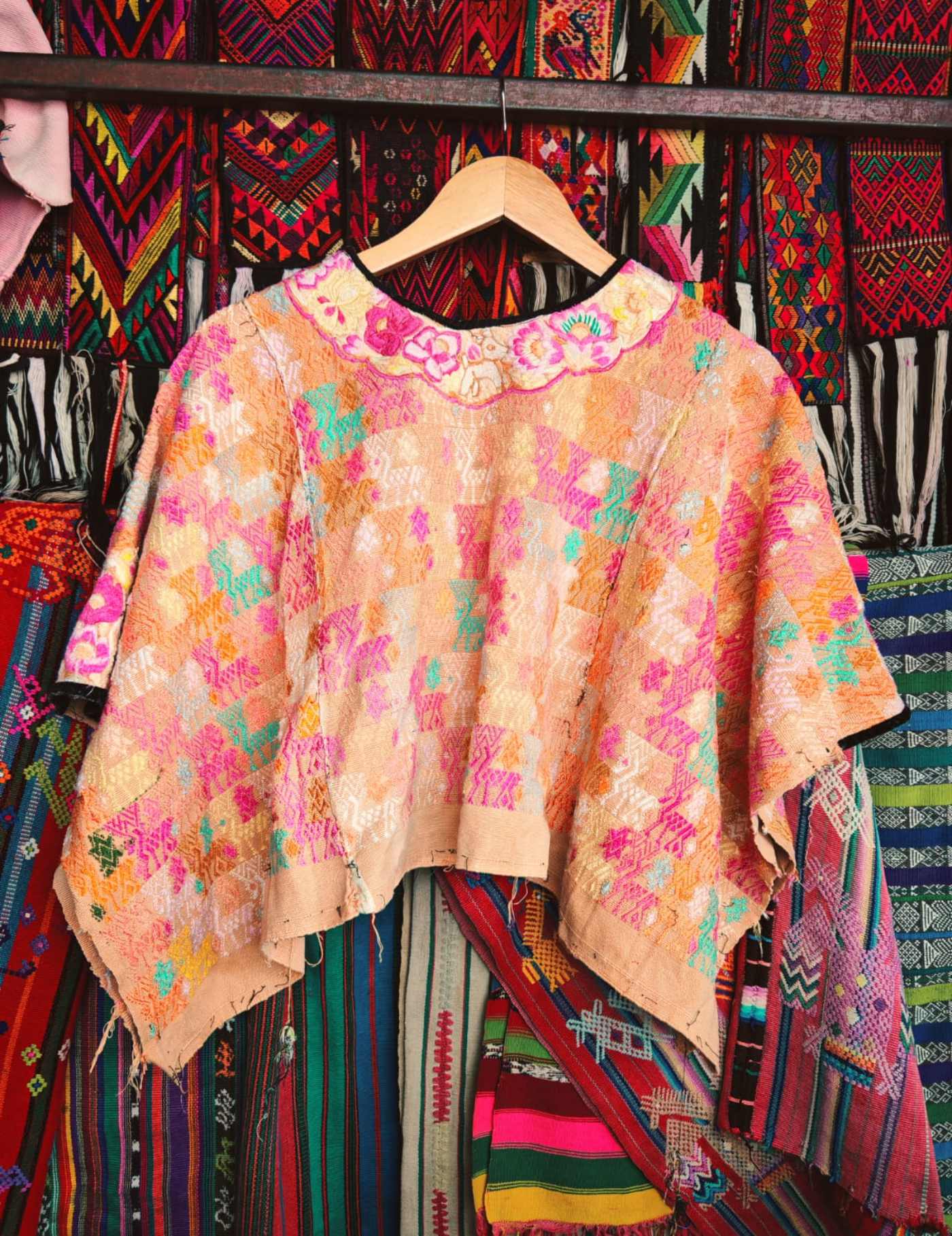 Coral And Pink Coban Huipil #7-213