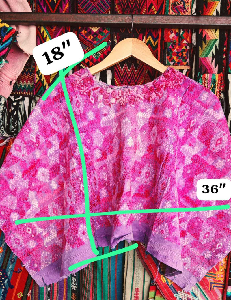 Pink And Lilac Rococo Coban Huipil #7-214