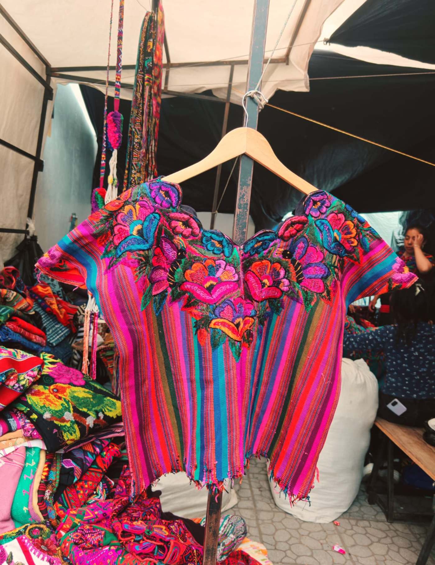 Colourful Pink Patzun Huipil #7-217
