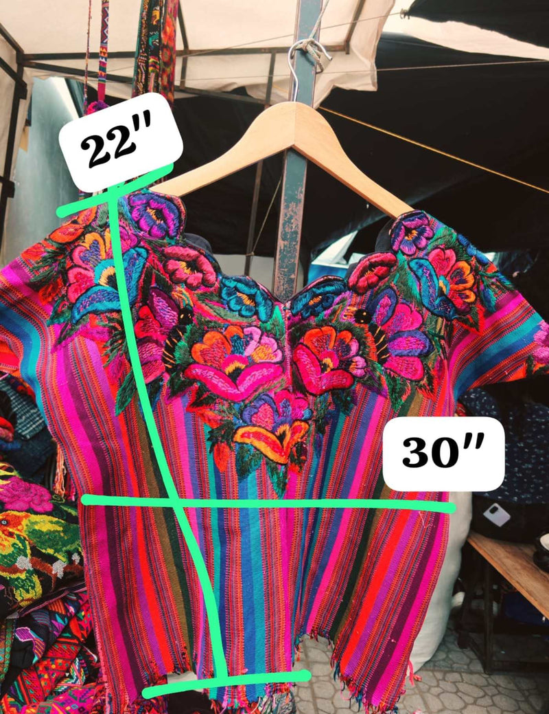 Colourful Pink Patzun Huipil #7-217