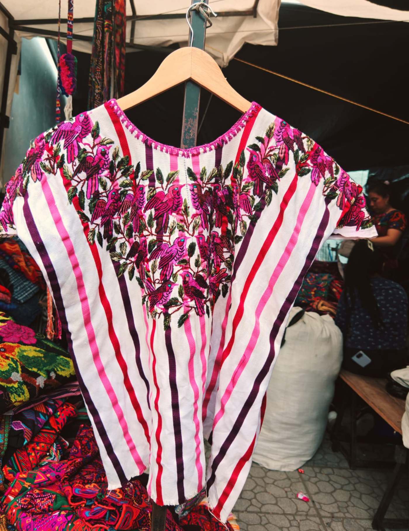 Pink And White Santiago Huipil #7-218