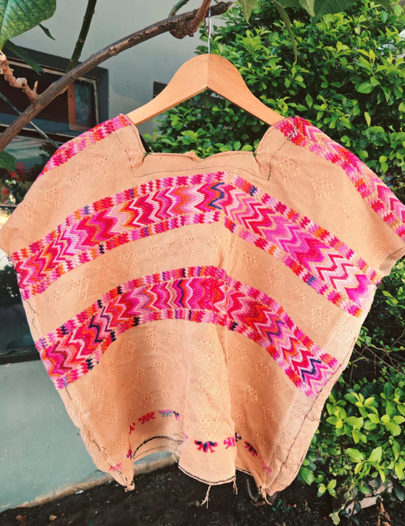 Pink And Beige Comalapa Huipil #7-224