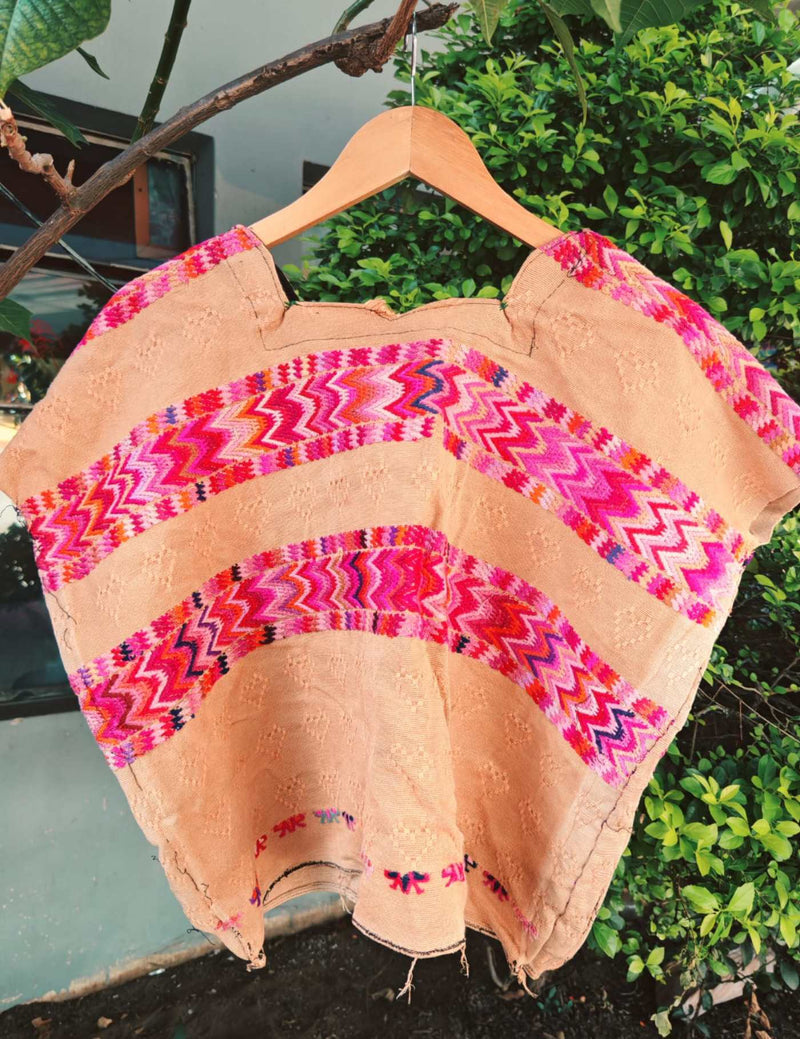Pink And Beige Comalapa Huipil #7-224
