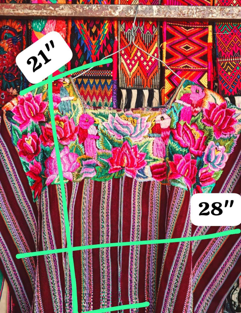 Pink And Burgundy Patzun Huipil #7-226