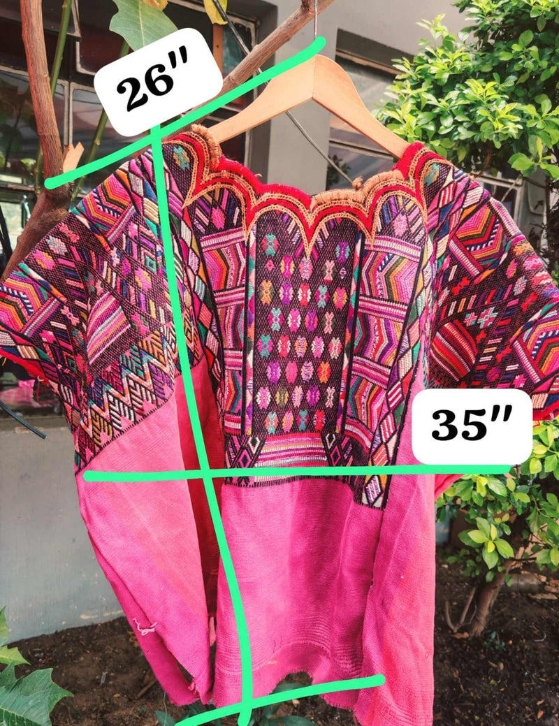 Hot Pink Geometric Chichicastenango Huipil #7-227