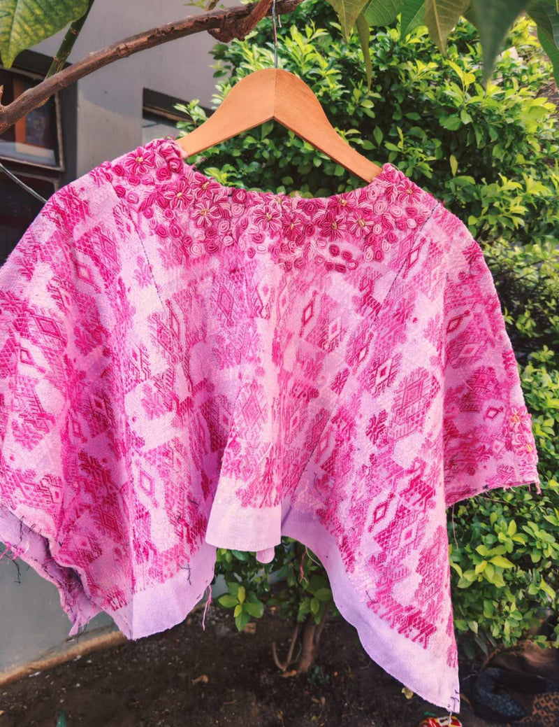 Pink With Rococo Neck Coban Huipil #7-230