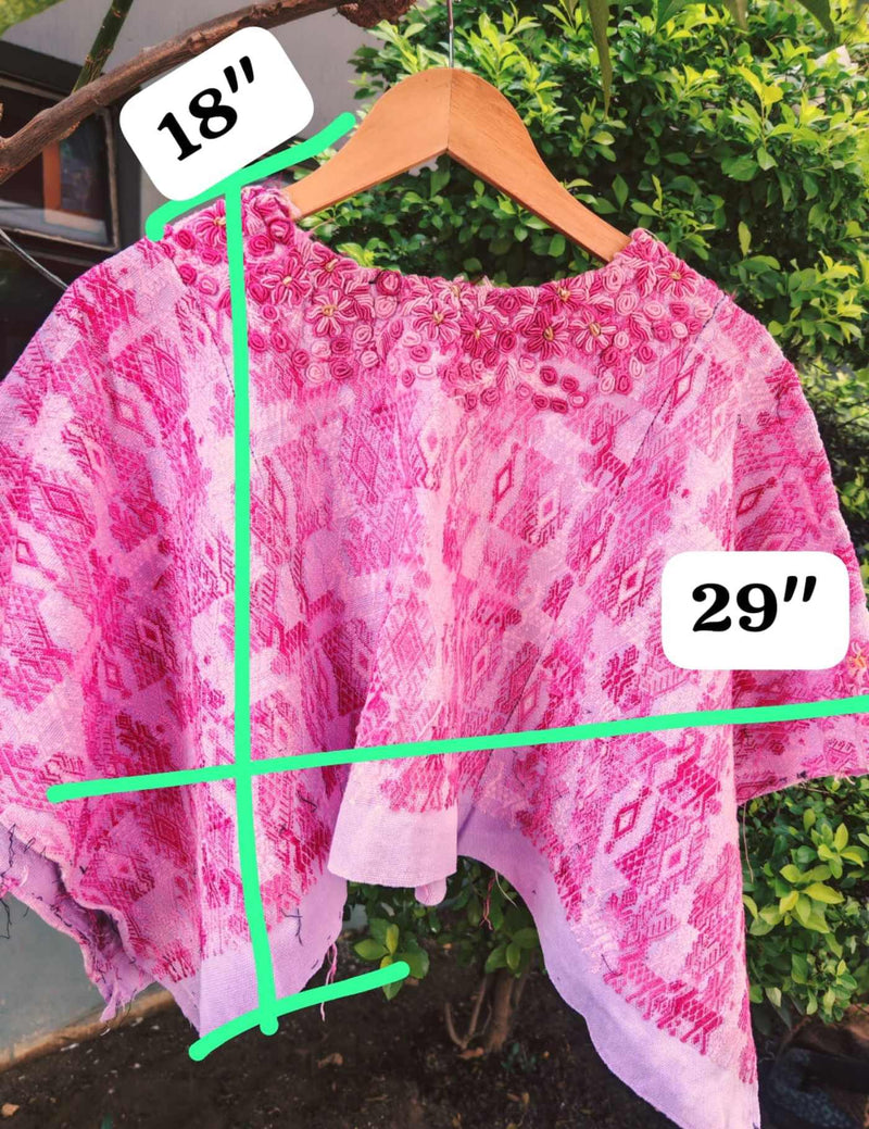 Pink With Rococo Neck Coban Huipil #7-230