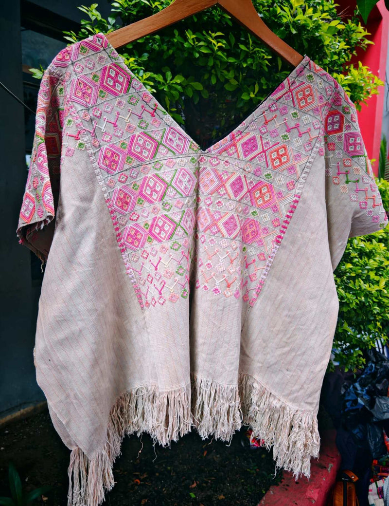 Pale Grey And Pink Colotenango Huipil #7-233