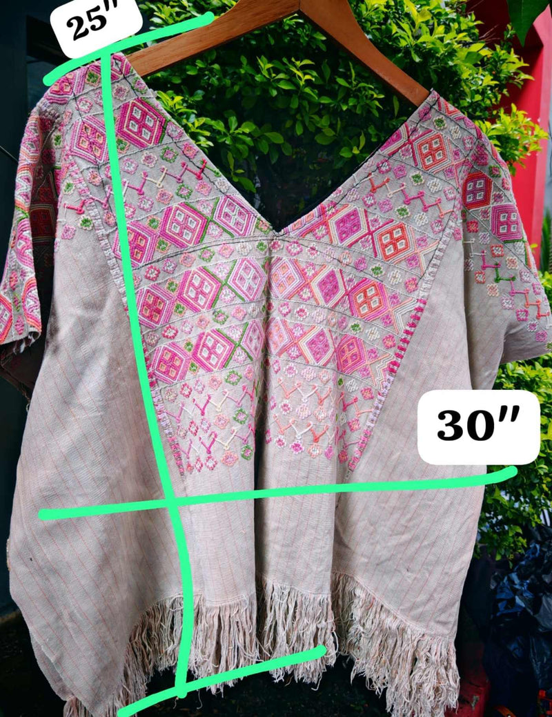 Pale Grey And Pink Colotenango Huipil #7-233