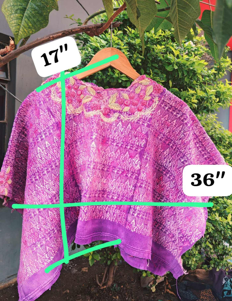 Purple With Rococo Neck Coban Huipil #7-237