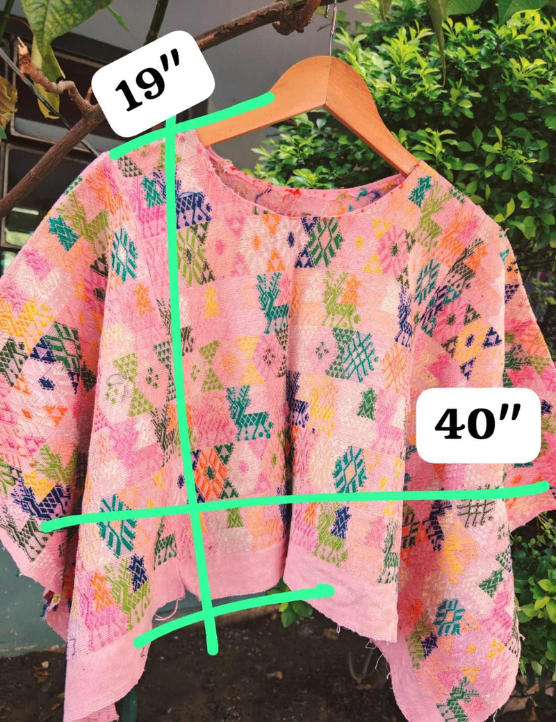 Colourful On Pale Pink Coban Huipil #7-238