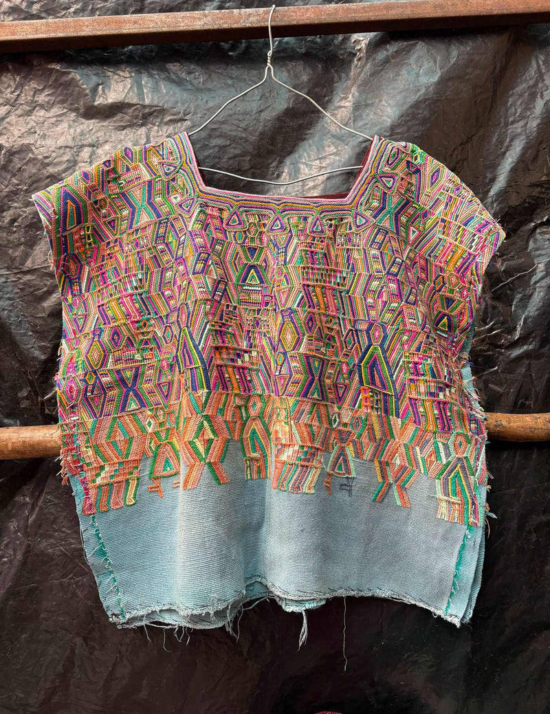 Colourful On Blue Nebaj Huipil #7-246