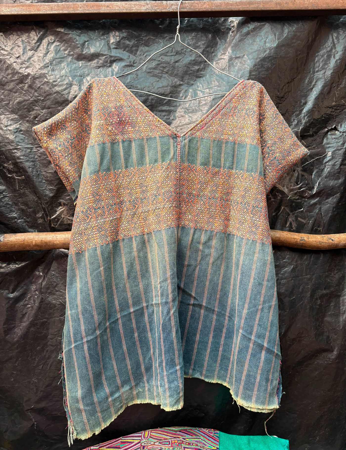 Indigo And Faded Orange Nahuala Huipil #7-253