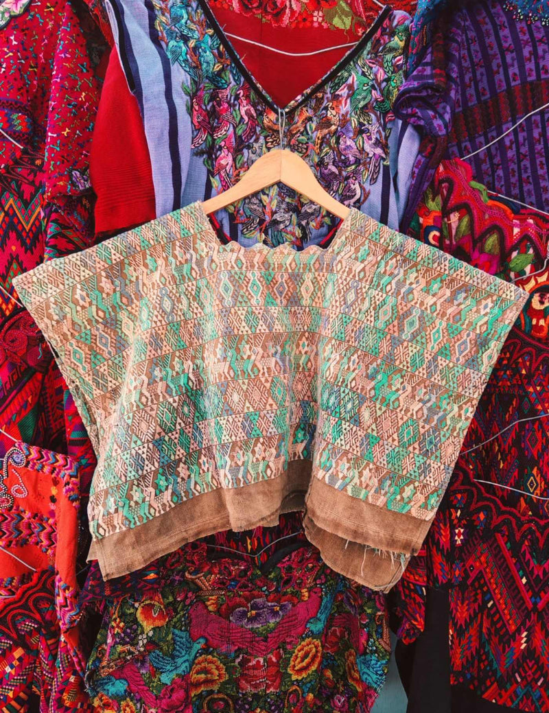 Turquoise And Brown Coban Huipil #7-261