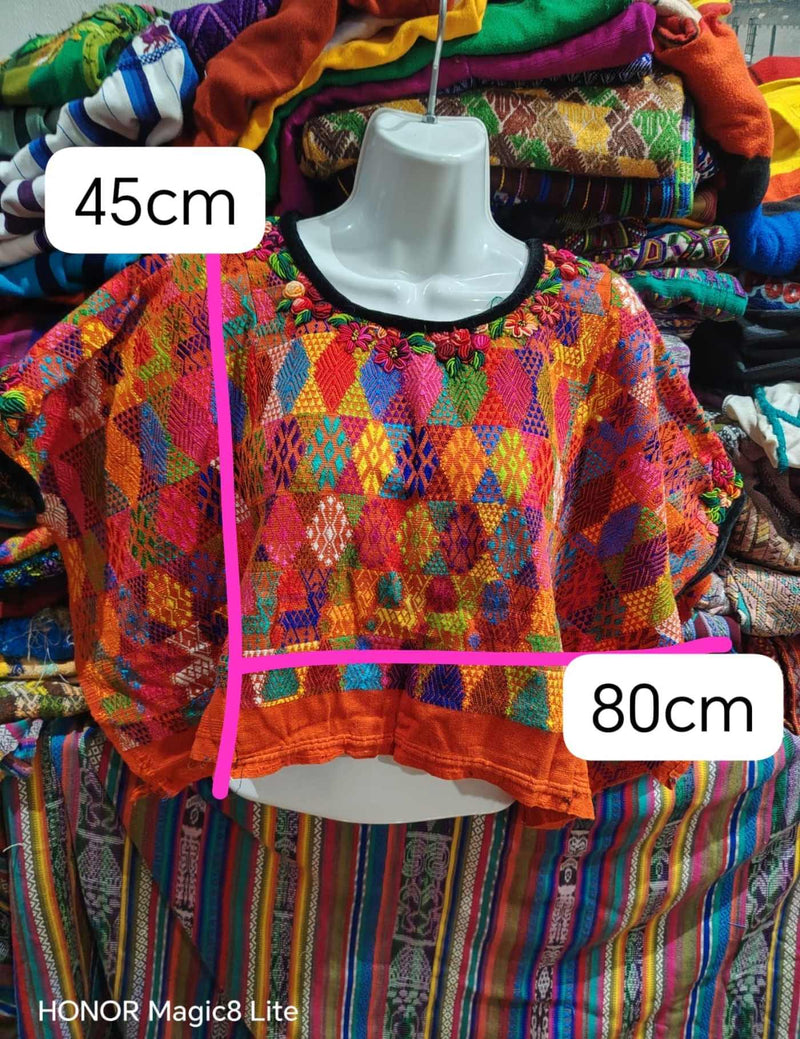 Colourful Orange Coban Huipil #7-279