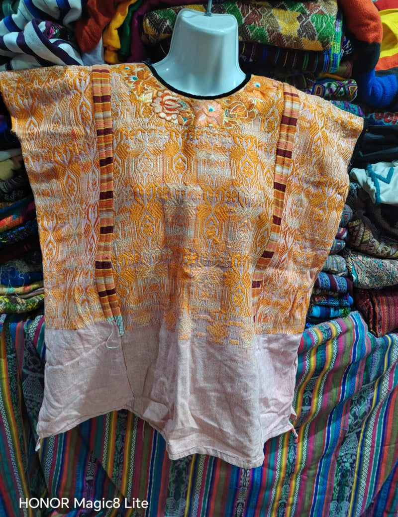 Gold And White Xela Huipil #7-281