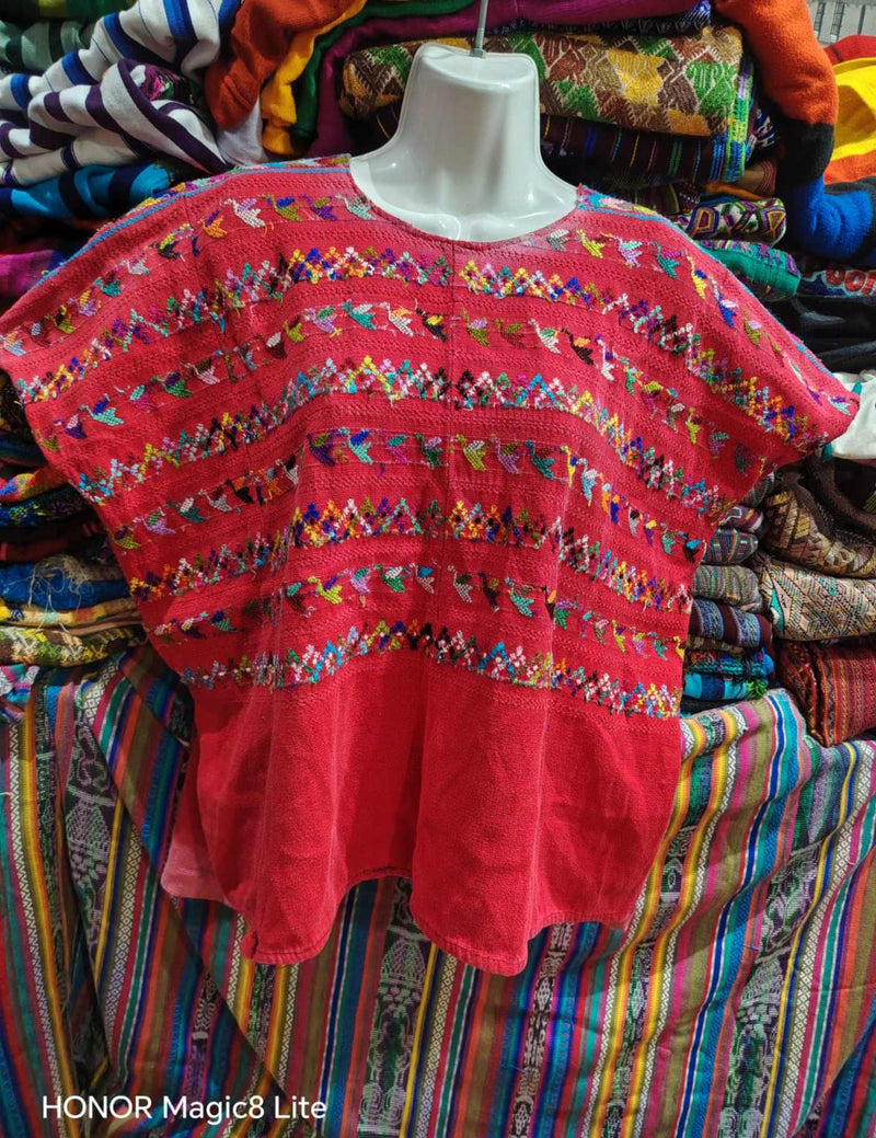 Colourful On Red San Lucas Huipil #7-282