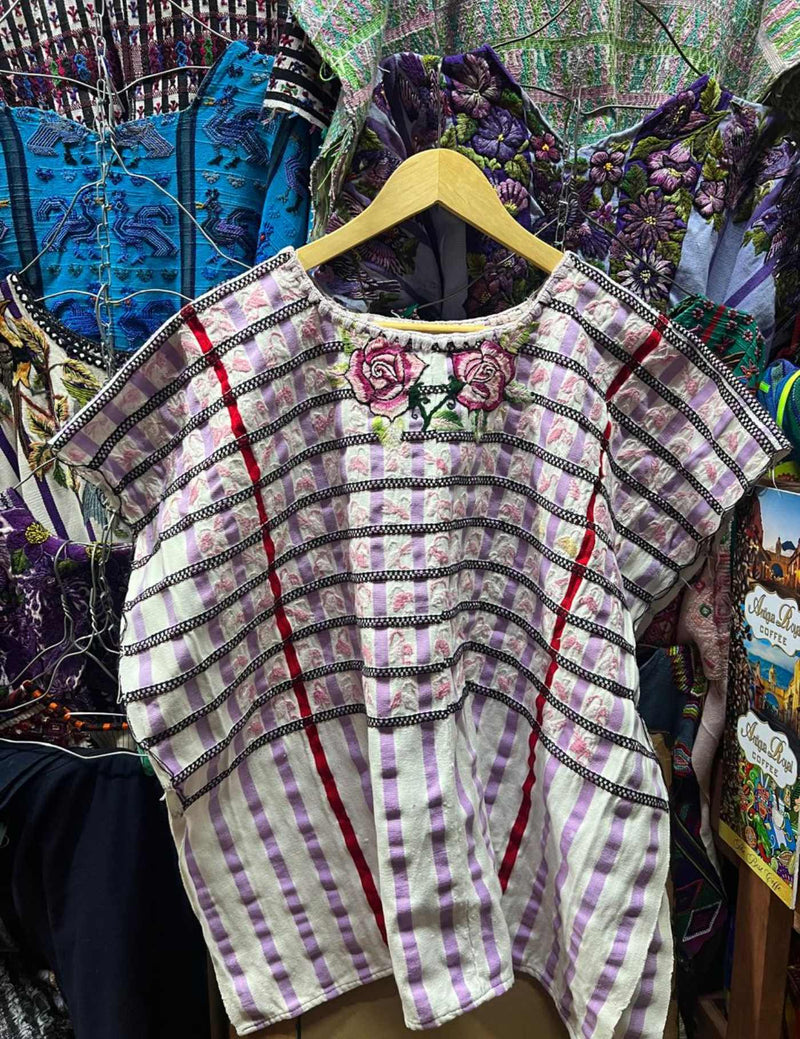 Lavender And White Santiago Huipil #7-290
