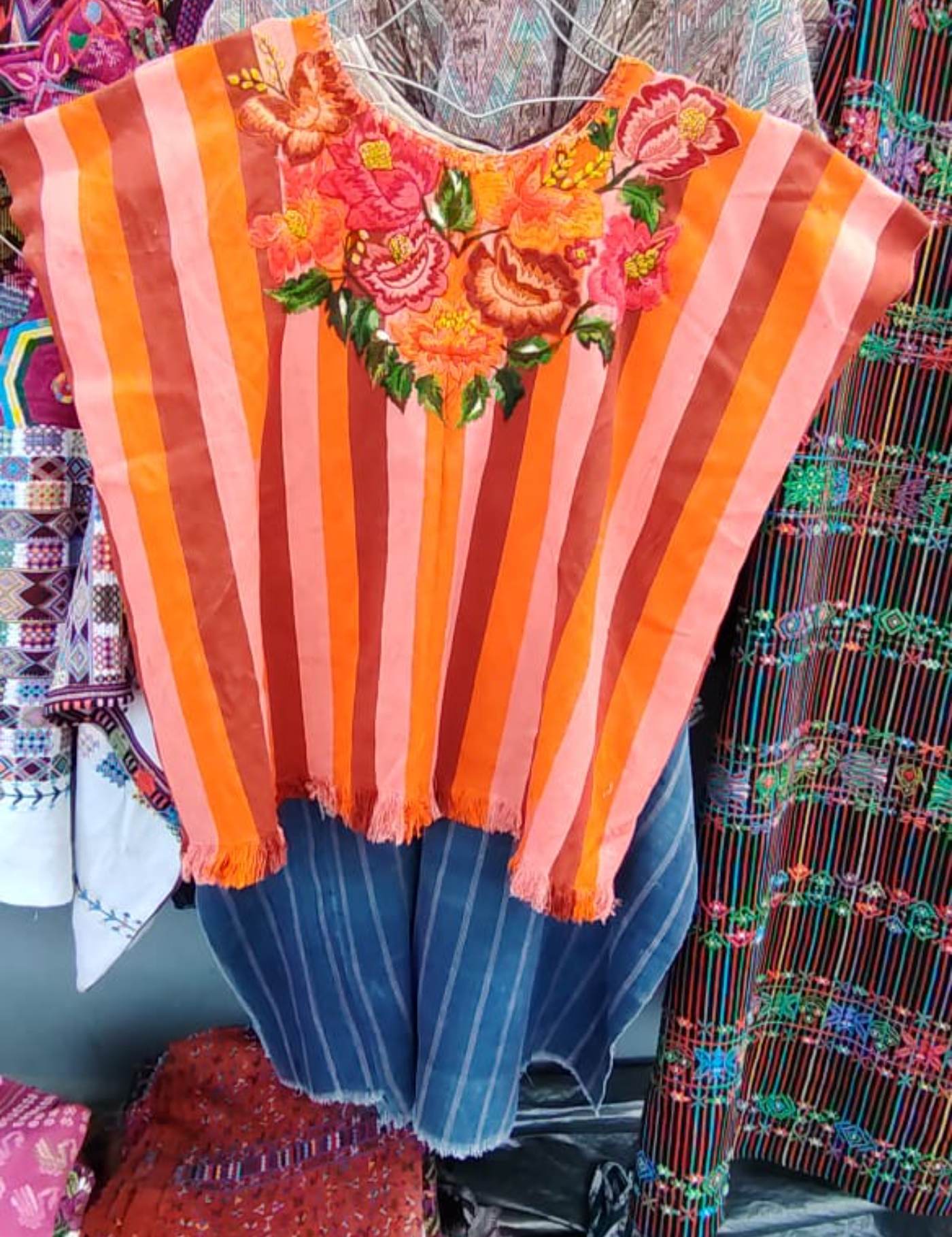 Orange Striped Santiago Huipil #7-298