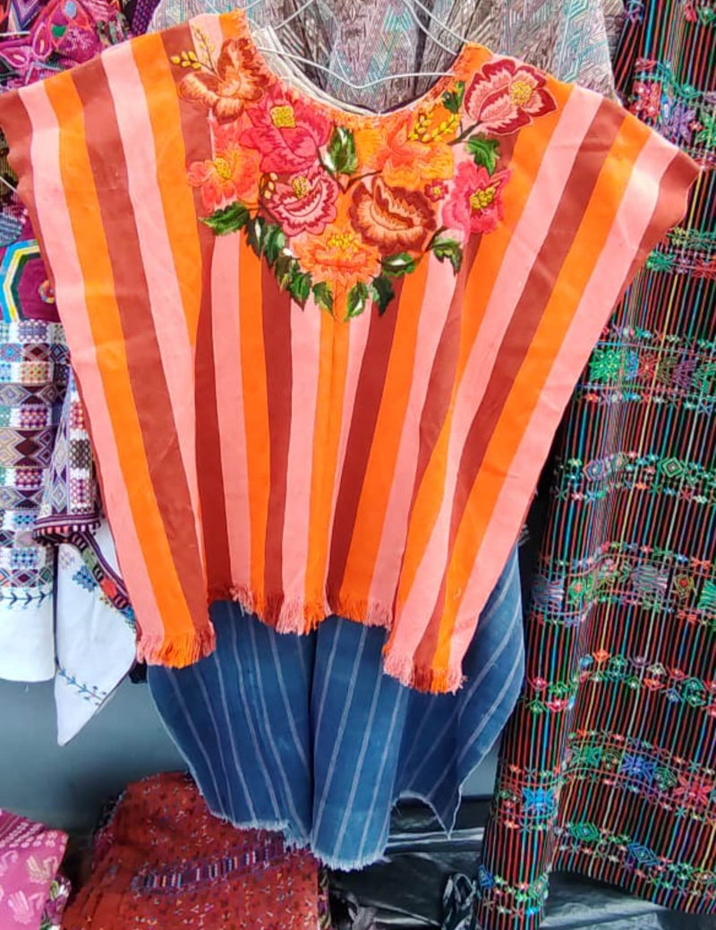 Orange Striped Santiago Huipil #7-298