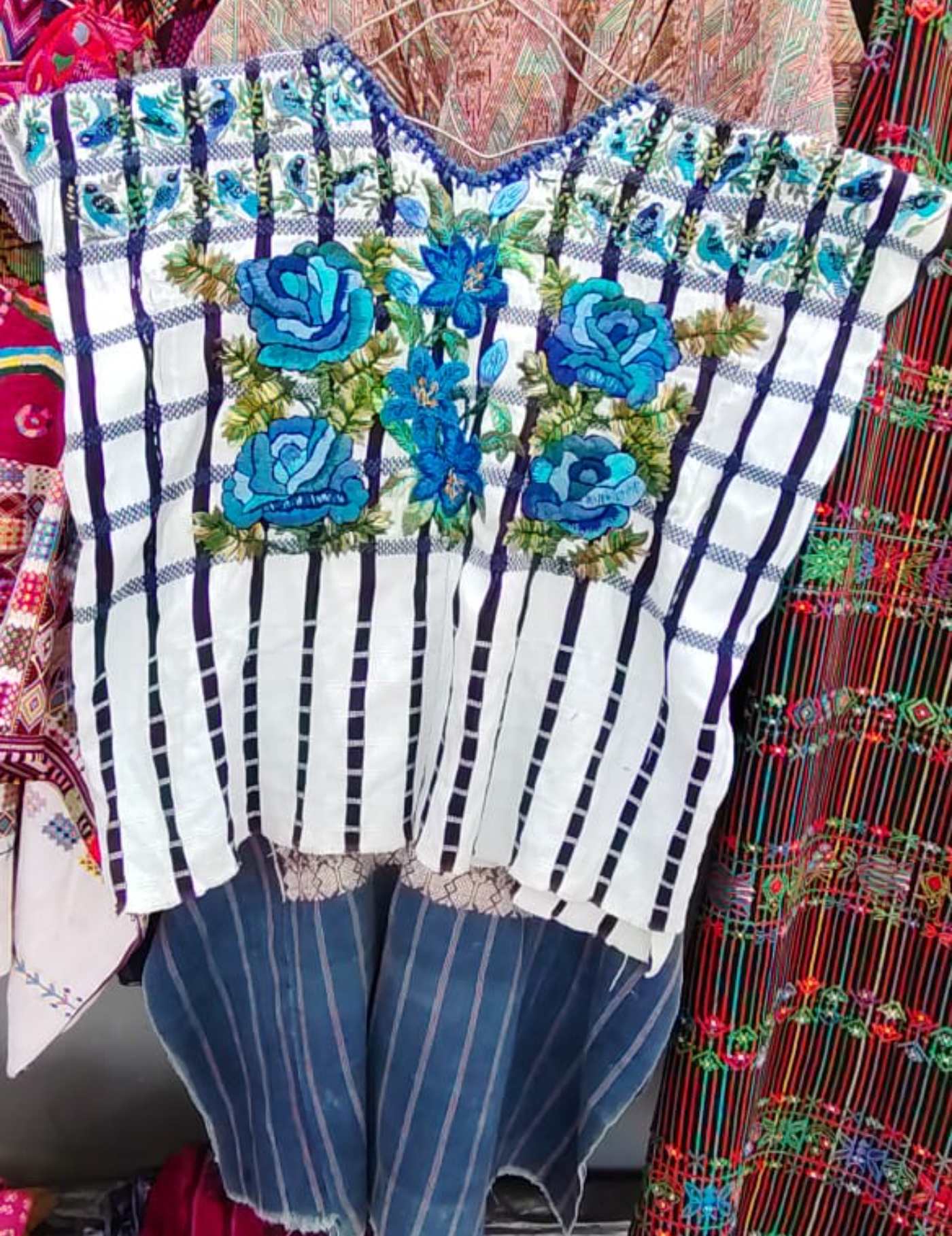 Blue And White Santiago Huipil #7-302
