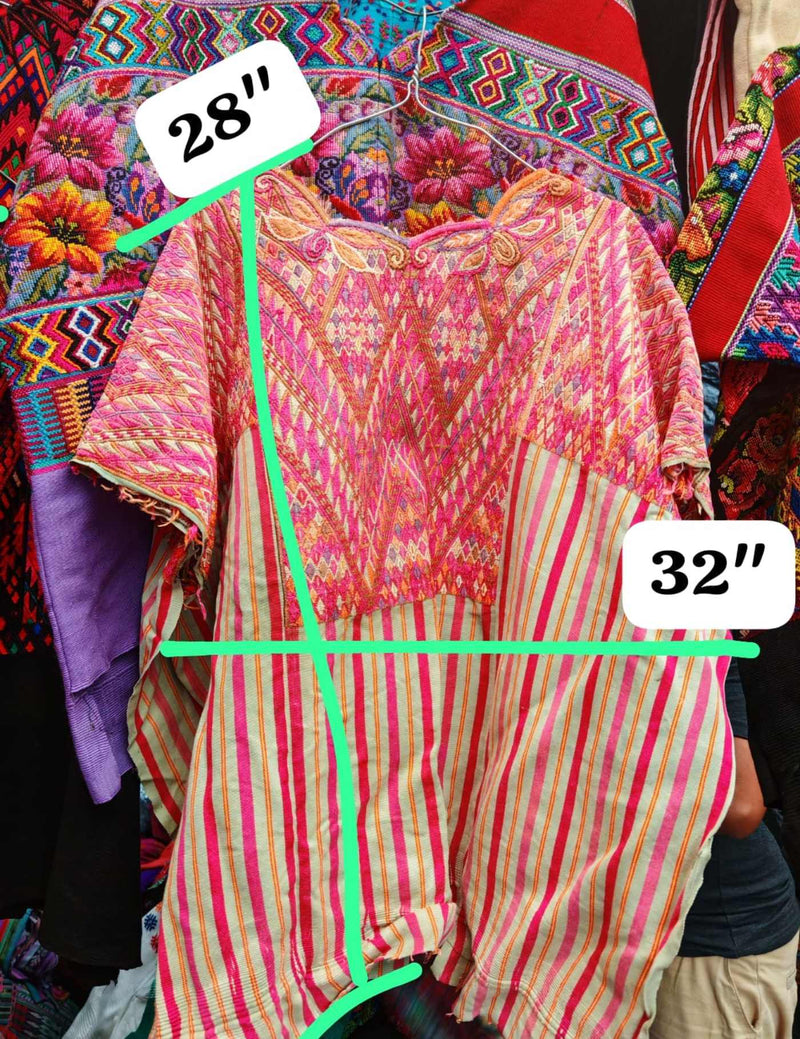 Pink Striped Chichicastenango Huipil #7-362