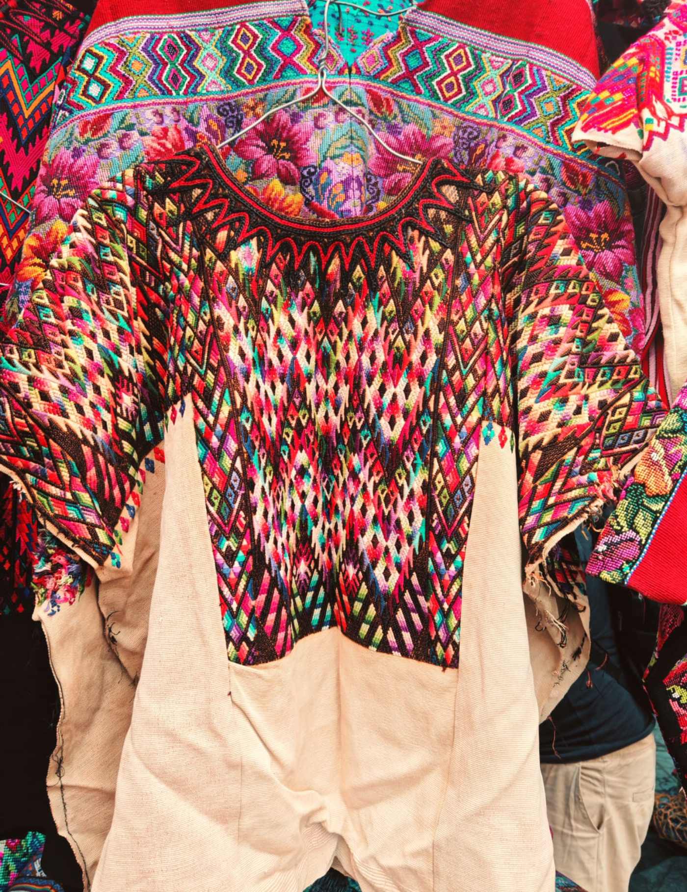Colourful On Cream Chichicastenango Huipil #7-371