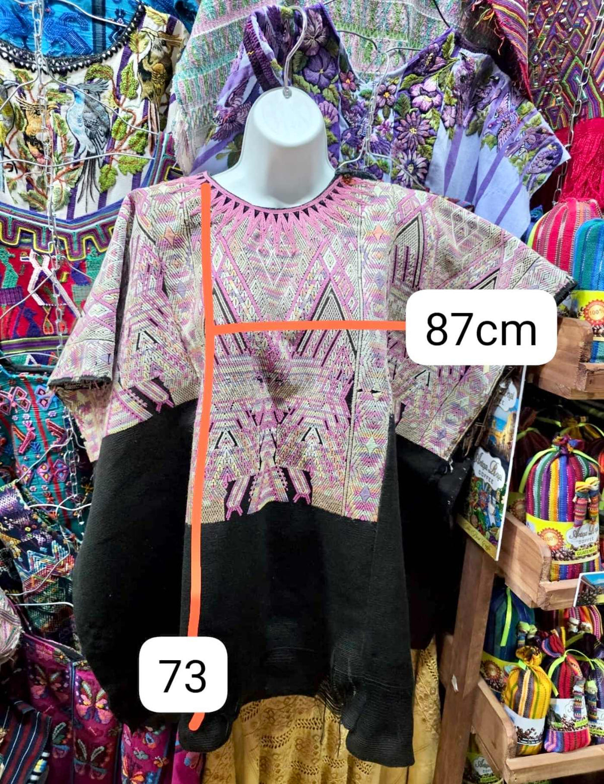 Pink And Black Chichicastenango Huipil #7-382